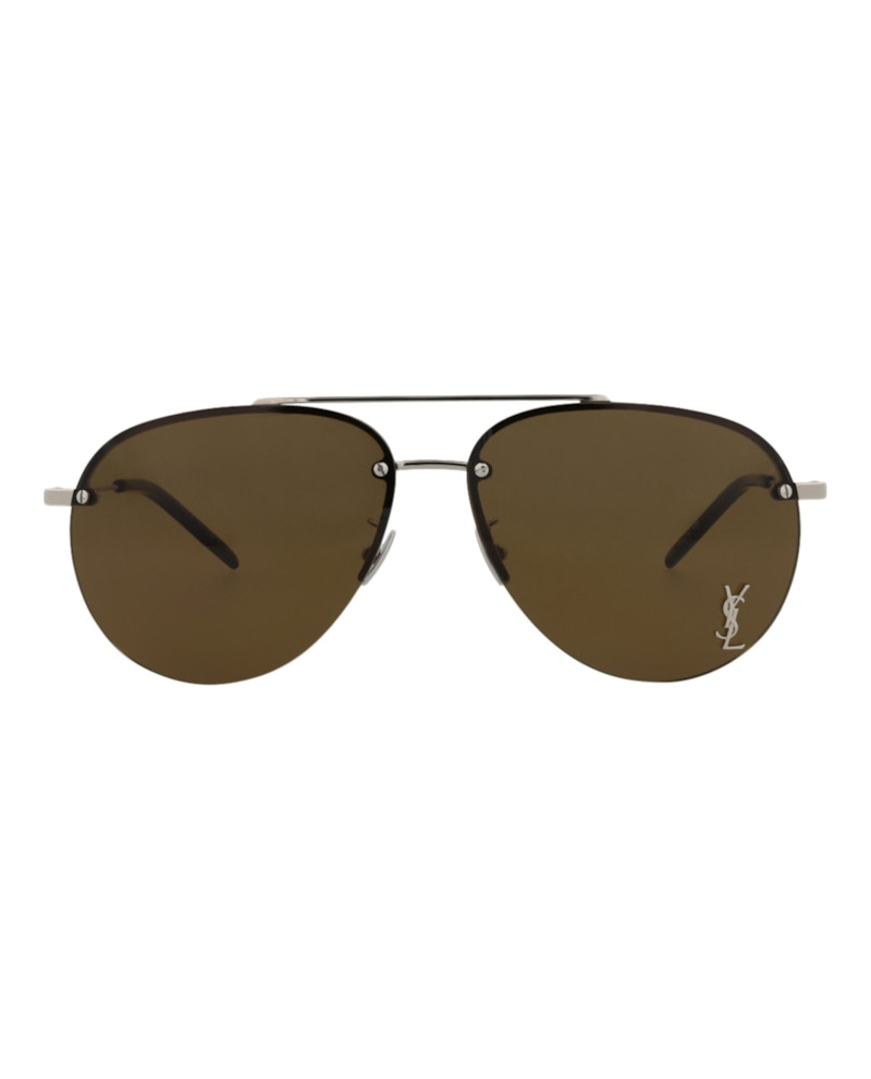 Saint Laurent Aviator Sunglasses Shiny Silver (CLASSIC11F-30001169-002)