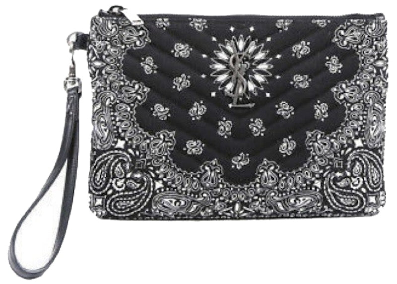 Saint Laurent Bandana Wristlet Pouch Black