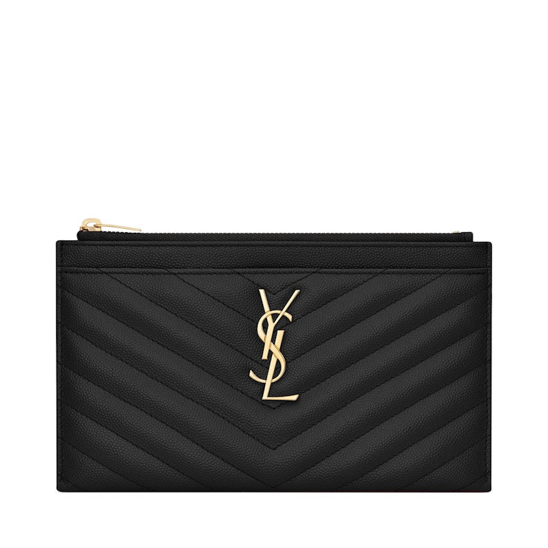 Saint Laurent Bill Pouch Grain de Poudre Quilted Black