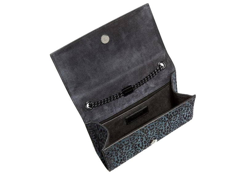 Saint Laurent Blue Leopard Kate Bag Small Blue