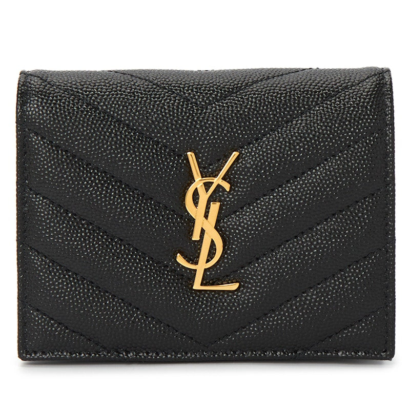 Saint Laurent Cassandra Matelasse Card Holder Black