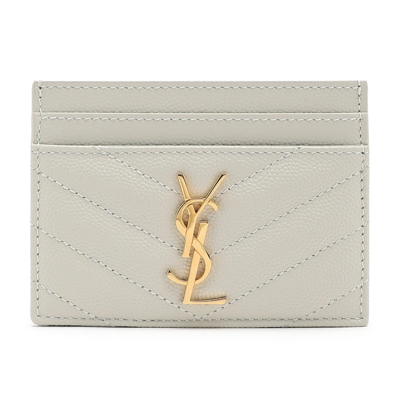 Saint Laurent Cassandra Matelasse Card Holder Ivory
