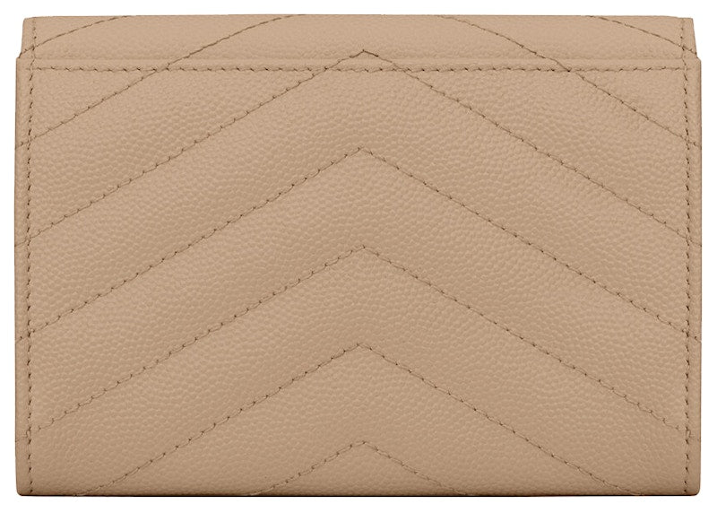 Saint Laurent Cassandre Grain De Poudre Envelope Wallet Small Dark Beige