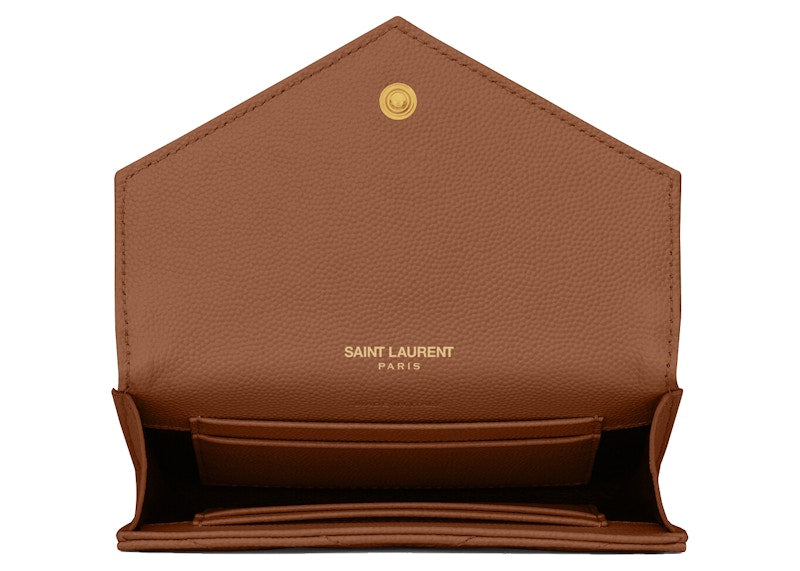 Saint Laurent Cassandre Grain De Poudre Envelope Wallet Small Dark Natural