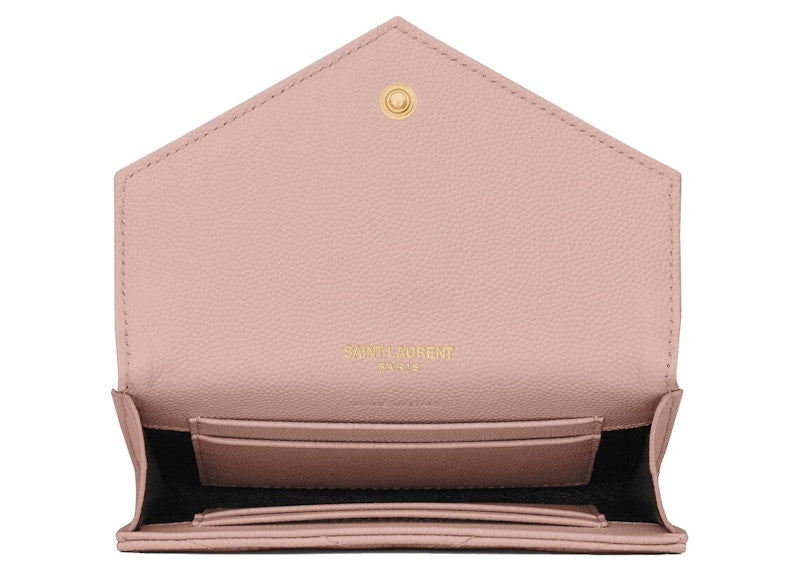 Saint Laurent Cassandre Grain De Poudre Envelope Wallet Small Pale Pink