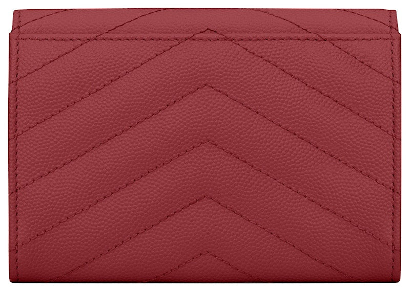 Saint Laurent Cassandre Grain De Poudre Envelope Wallet Small Rouge Opyum