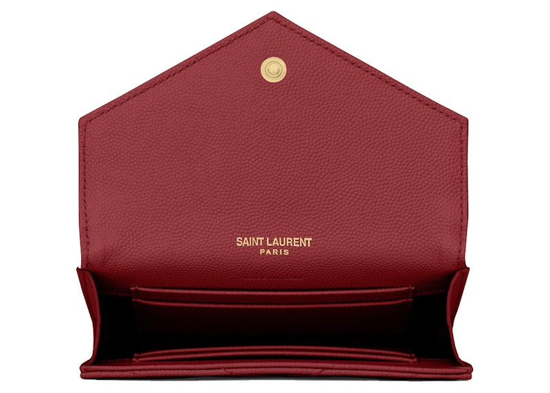 Saint Laurent Cassandre Grain De Poudre Envelope Wallet Small Rouge Opyum