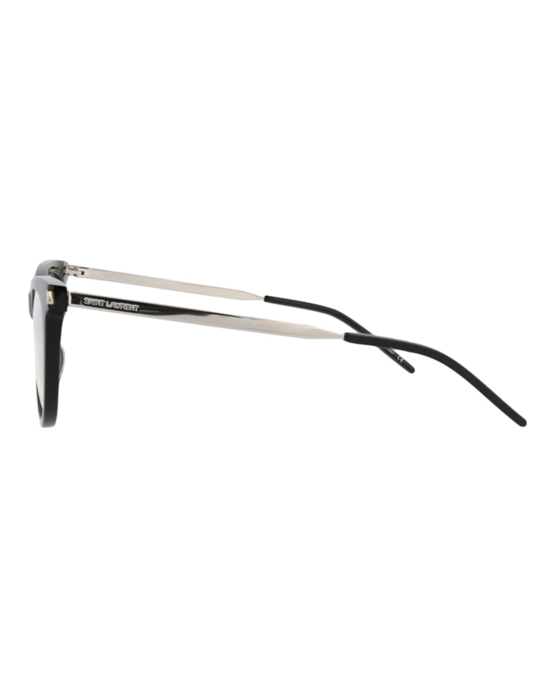 Saint Laurent Cat Eye-Frame Acetate Optical Frames Black Silver Transparent (SL514-30013059-001)