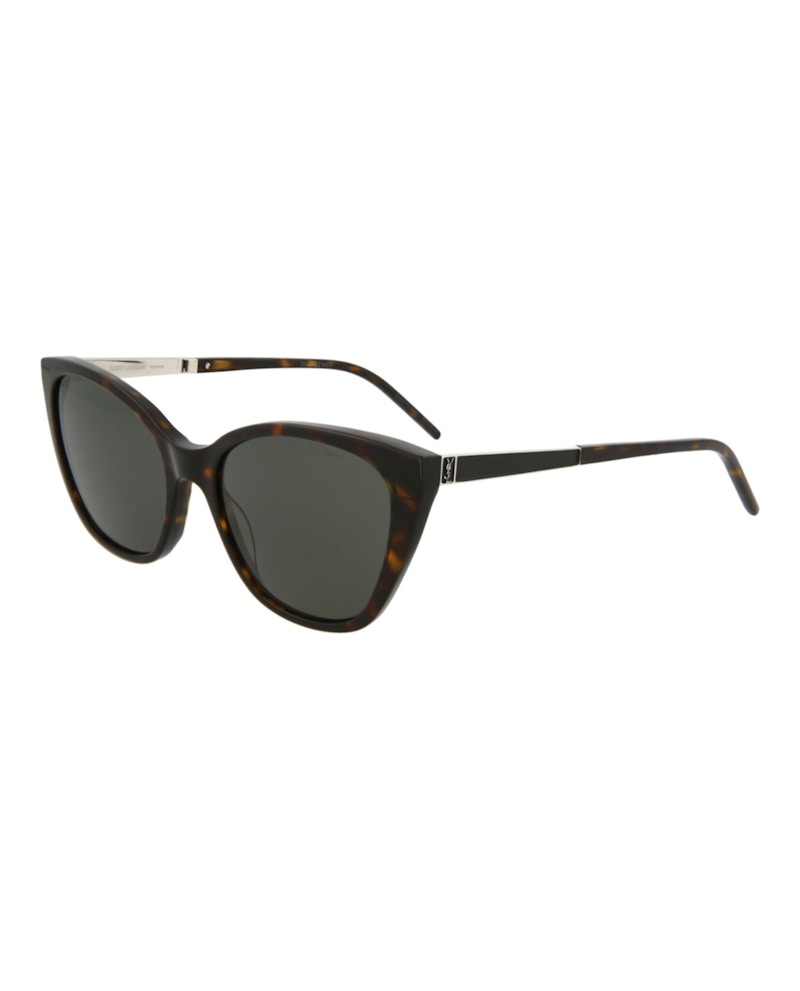 Saint Laurent Cat Eye-Frame Acetate Sunglasses Havana Silver Grey (SLM69-30009356-002)