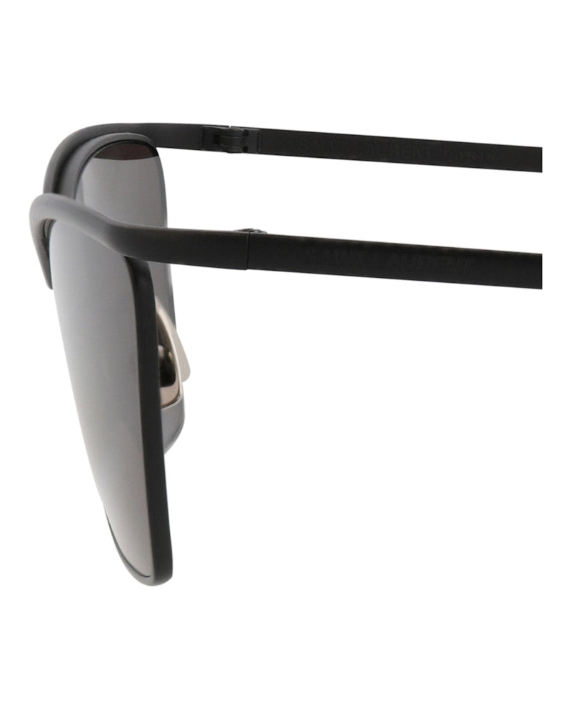 Saint Laurent Cat Eye-Frame Metal Sunglasses Black Black Grey (SL637-30014745-001)