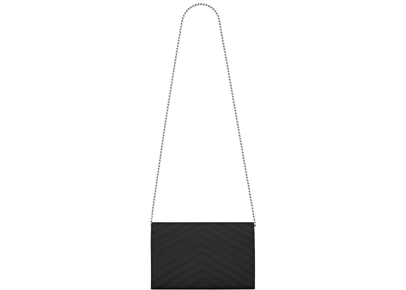 Saint Laurent Chain Wallet Matelasse Grain de Poudre Black