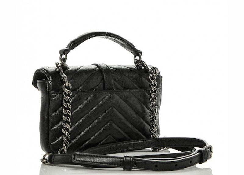 Saint Laurent College Chain Wallet Matelasse Hearts Black/Multicolor