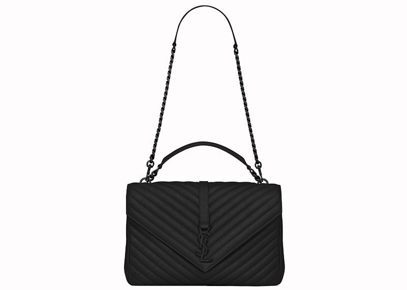 Saint Laurent College Matelasse Lambskin Black-tone Large Black