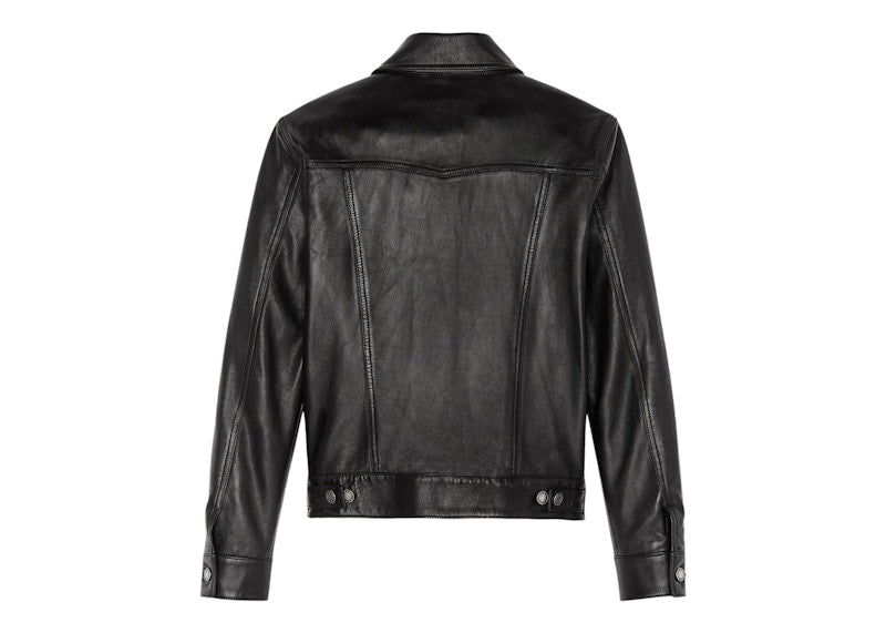 Saint Laurent Denim-Style Lambskin Leather Jacket Black