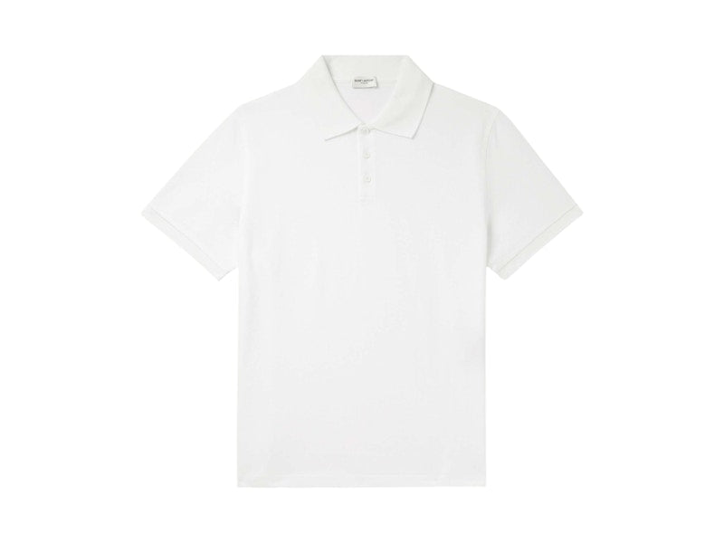 Saint Laurent Embroidered Logo Polo Shirt White