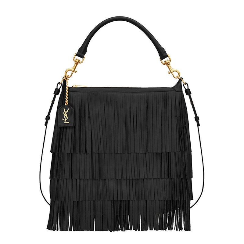 Saint Laurent Emmanuelle Hobo Bag Fringe Small Black