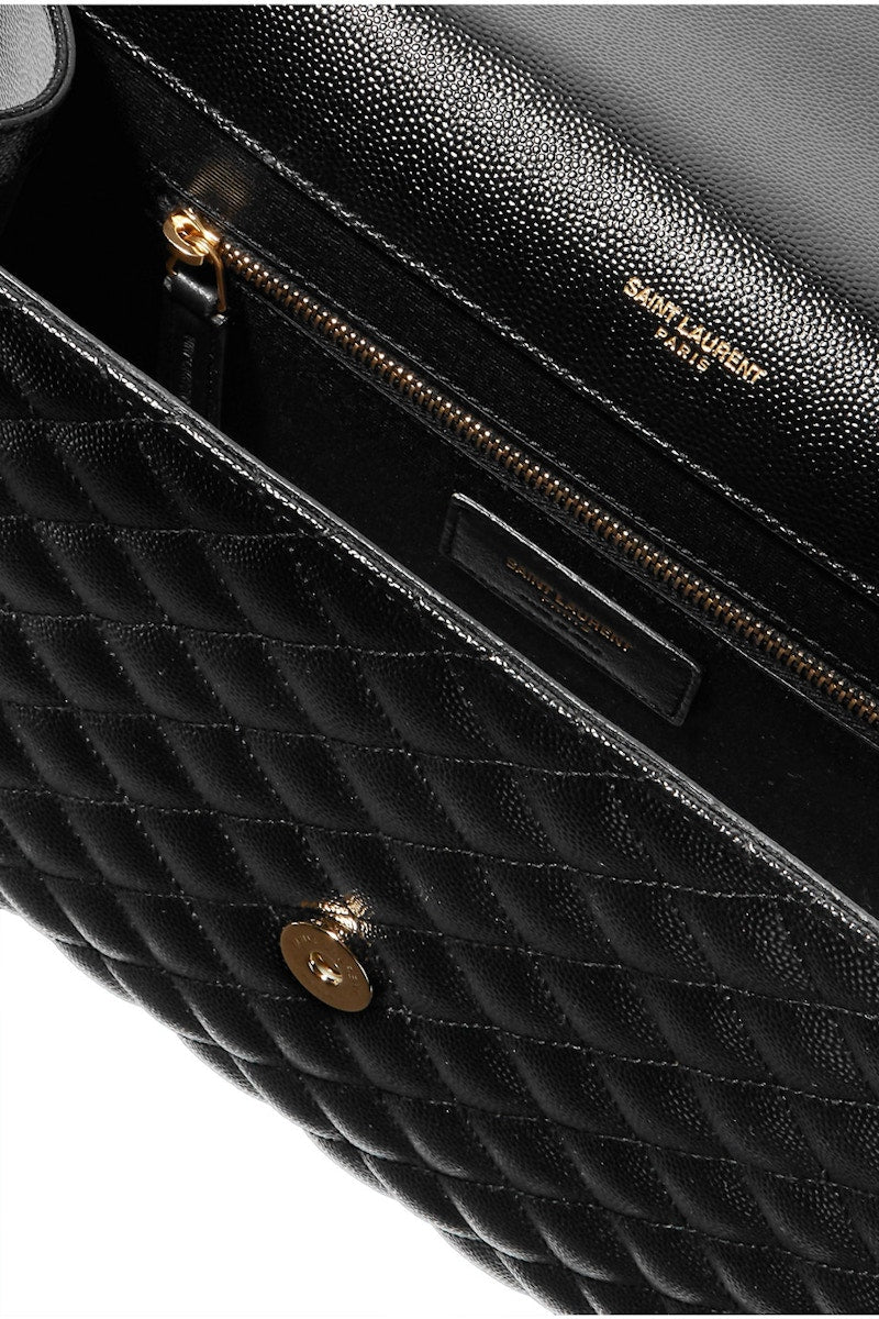 Saint Laurent Envelope Grain de Poudre Large Black