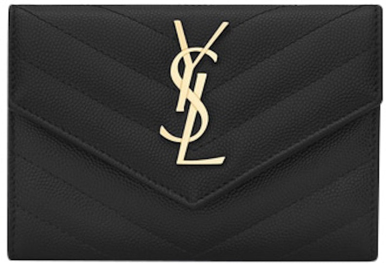 Saint Laurent Envelope Wallet Matelasse Grain de Poudre Small Black