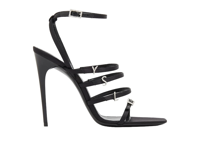 Saint Laurent Jerry Crepe Satin Sandal Black (Womens)