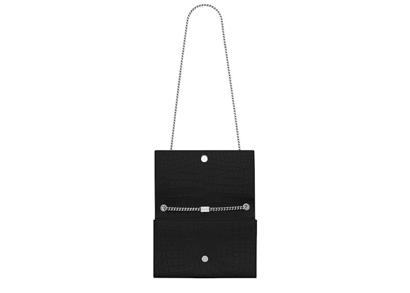 Saint Laurent Kate Crossbody Embossed Crocodile Tassle Medium Black