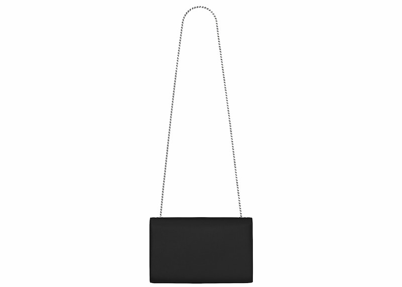 Saint Laurent Kate Medium Chain Bag Grain De Poudre Textured Calfskin Leather Silver-tone Black