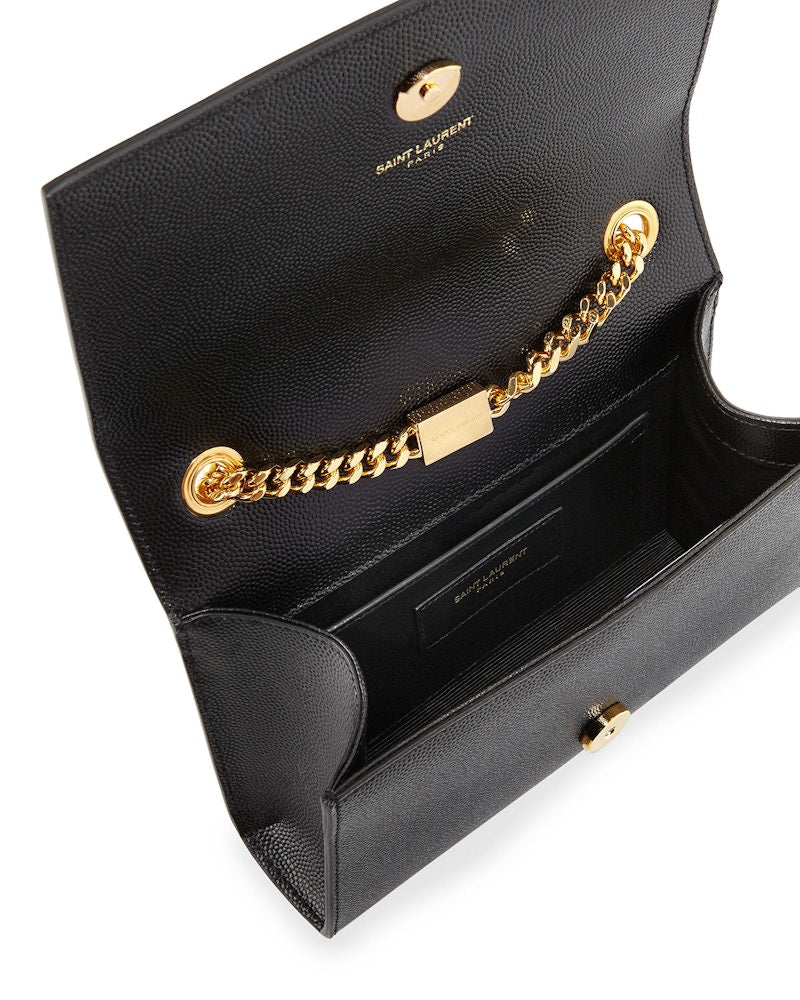 Saint Laurent Kate Crossbody YSL Pebbled Black