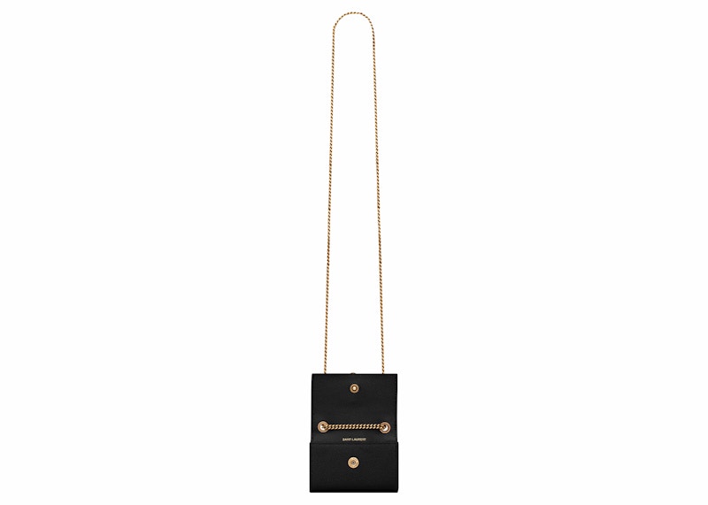 Saint Laurent Kate Tassel Airpods Micro Bag In Embossed Leather Noir
