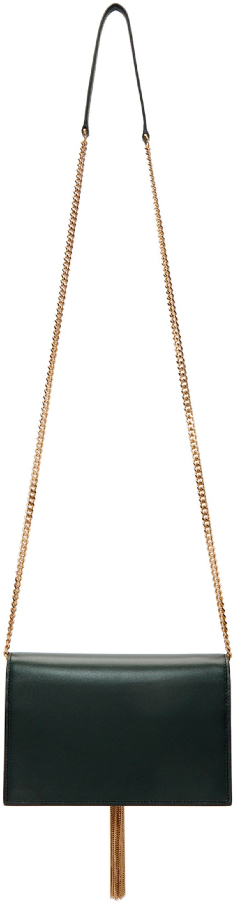 Saint Laurent Kate Tassel Chain Wallet Calfskin Green