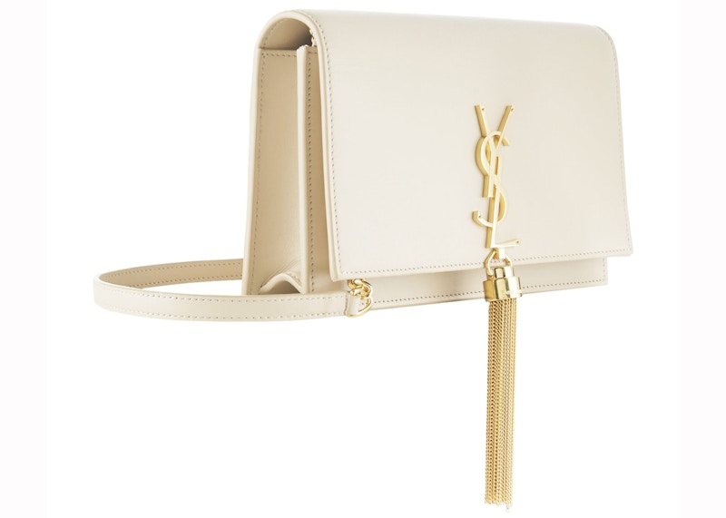 Saint Laurent Kate Tassel Smooth Leather Small Off-White