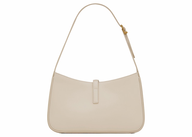 Saint Laurent Le 5 A 7 Hobo Bag In Smooth Leather Blanc Vintage