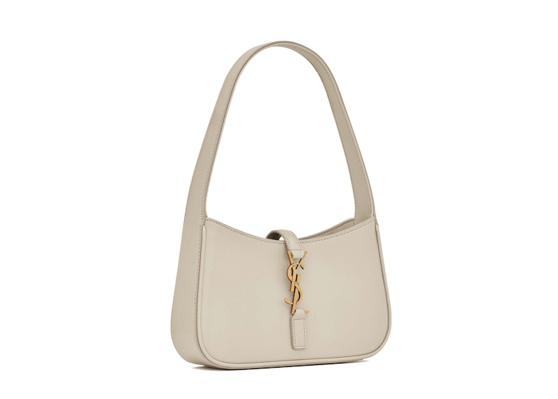 Saint Laurent Le 5 A 7 Mini Hobo Bag In Smooth Leather Blanc Vintage
