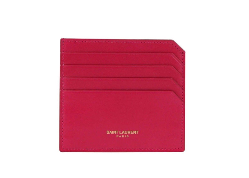 Saint Laurent Leather Card Holder Fuchsia