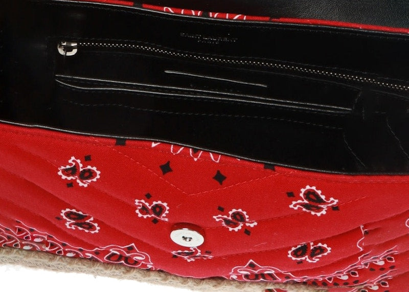 Saint Laurent Loulou Espadrille Bandana Shoulder Bag Red