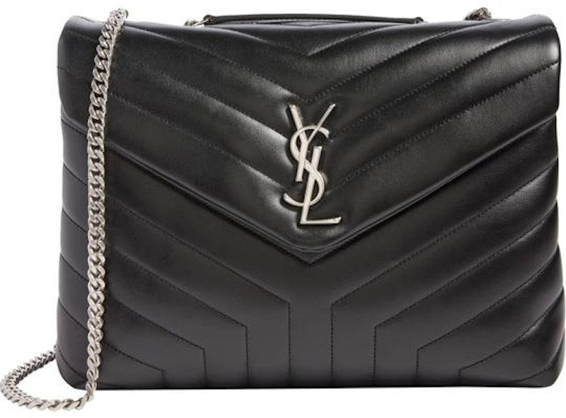 Saint Laurent Loulou Silver-tone Medium Black