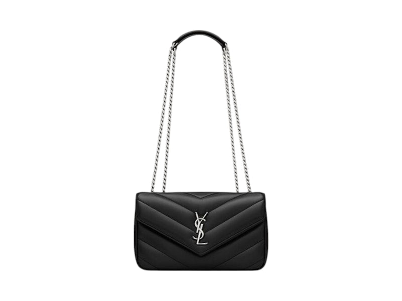 Saint Laurent Loulou Small In Pelle Di Agnello Trapuntata Silver-tone Black