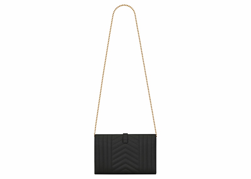 Saint Laurent Monogram Chain Wallet Grain De Poudre Black