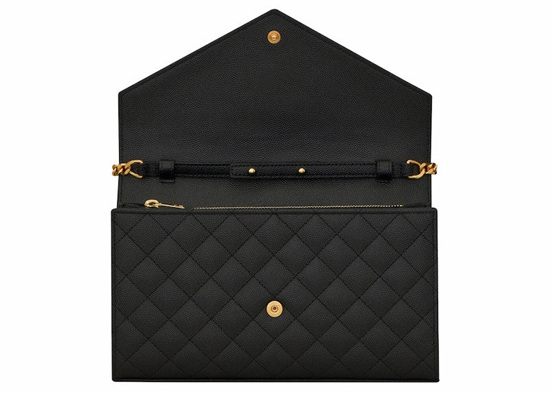 Saint Laurent Monogram Chain Wallet Grain De Poudre Black