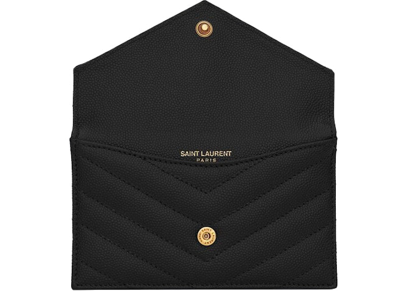 Saint Laurent Monogram Flap Card Case Grain De Poudre Black