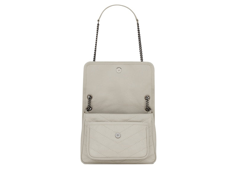 Saint Laurent Niki Baby Crinkled Vintage Blanc Vintage