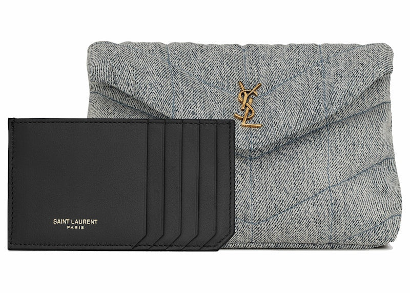 Saint Laurent Puffer In Denim And Smooth Leather Small Blue-Gray/Light Azure