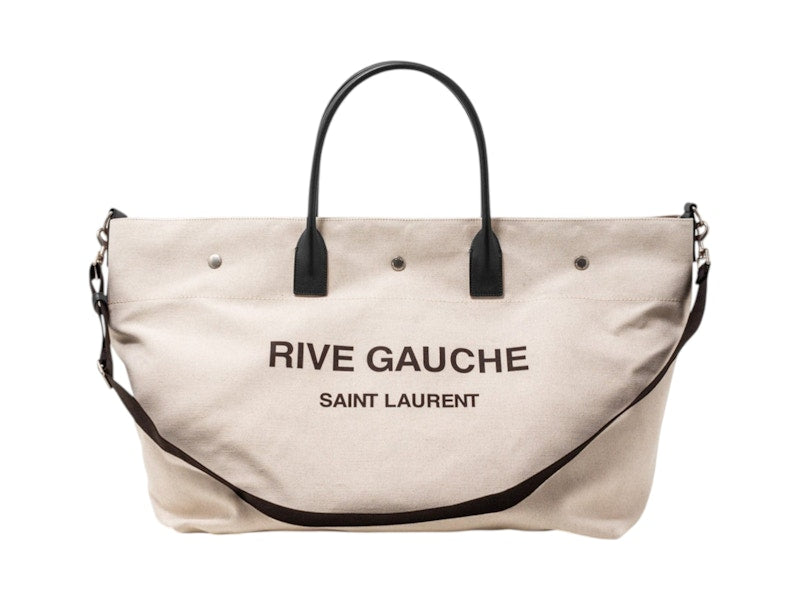 Saint Laurent Rive Gauche Maxi Tote Cream/Black