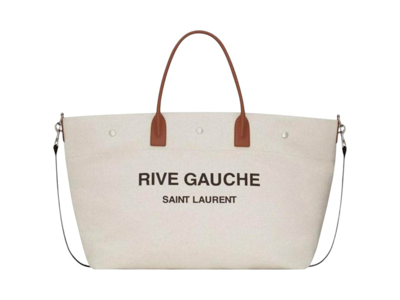 Saint Laurent Rive Gauche Maxi Tote Cream/Brown