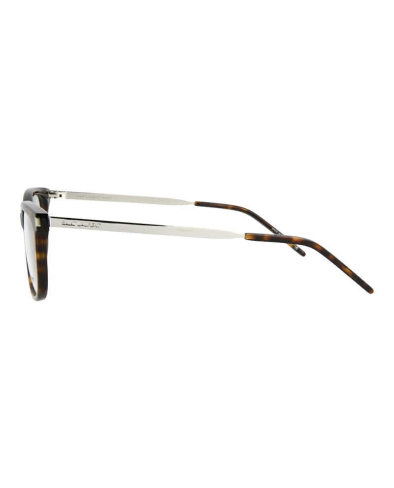 Saint Laurent Round-Frame Acetate Optical Frames Havana Silver Transparent (SL513-30013056-002)