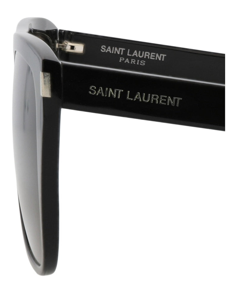 Saint Laurent Round-Frame Acetate Sunglasses Black Black Grey (SL1SLIM-30007144-001)