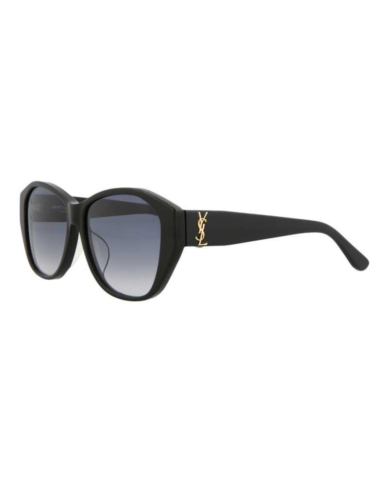 Saint Laurent Round-Frame Acetate Sunglasses Black Black Grey (SLM8FN-30013807-001)