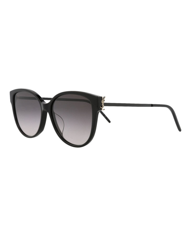 Saint Laurent Round-Frame Acetate Sunglasses Black Black Smoke (SLM48SAK-30007882-002)