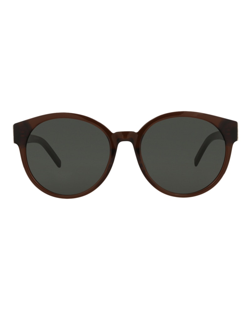 Saint Laurent Round-Frame Acetate Sunglasses Brown Brown Grey (SLM31F-30006097-010)