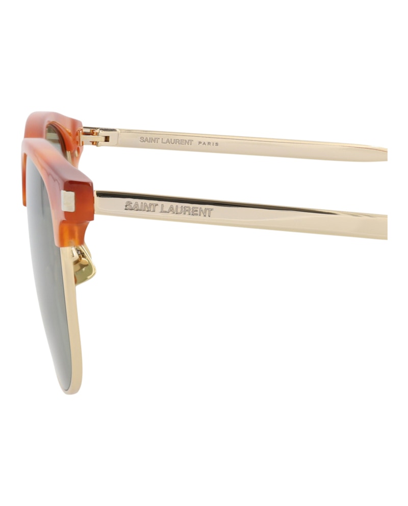 Saint Laurent Round-Frame Acetate Sunglasses Havana/Gold/Green (SL108COMBI-30013279-001)