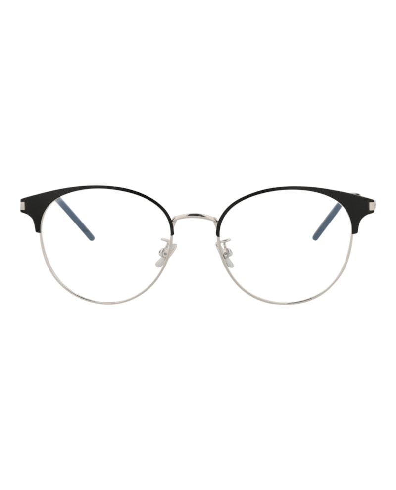 Saint Laurent Round-Frame Metal Optical Frames Black Silver Transparent (SL236F-30002732-002)