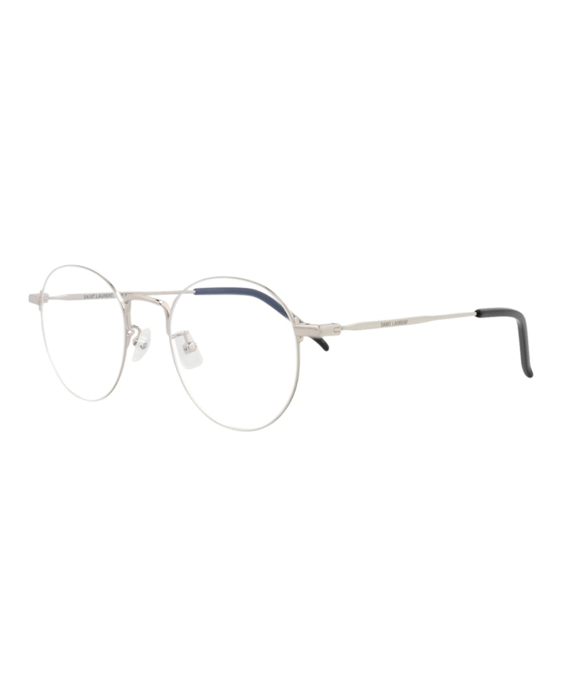 Saint Laurent Round-Frame Metal Optical Frames Silver Silver Transparent (SL414KWIRE-30009643-001)